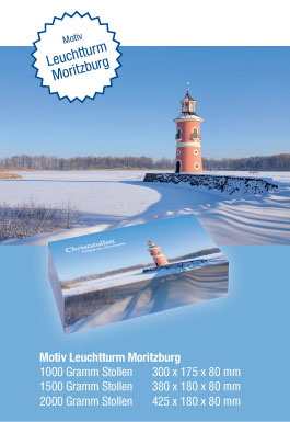 Stollenkarton Motiv Leuchtturm Moritzburg